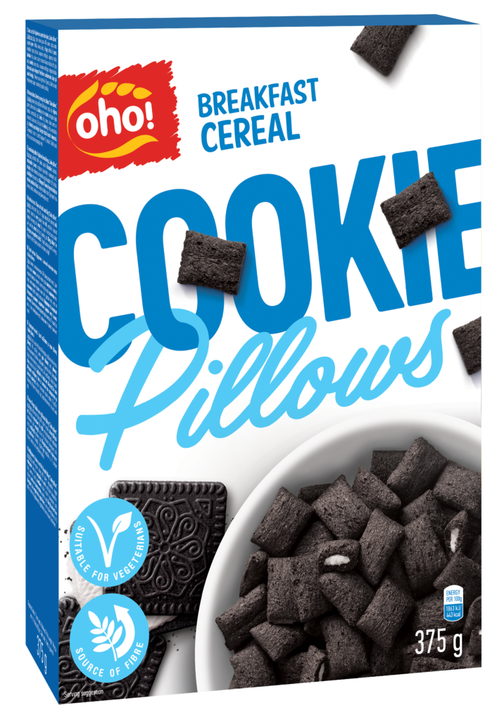 Breakfast cereal with milk taste filling “Cookie Pillows”