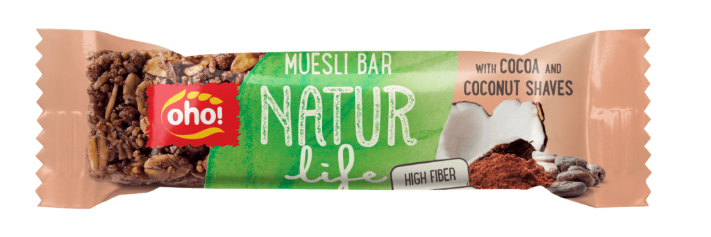 Muesli bar with cocoa and coconut shaves “Natur life”