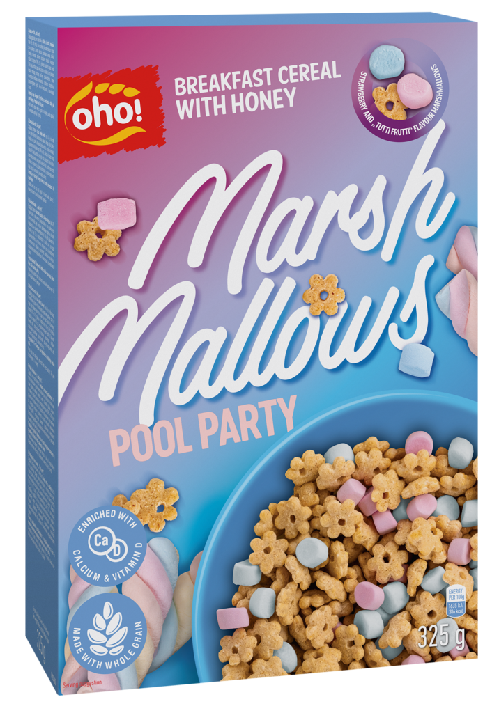 Breakfast cereal honey taste with „tutti frutti” and strawberry marshmallows „Pool party”