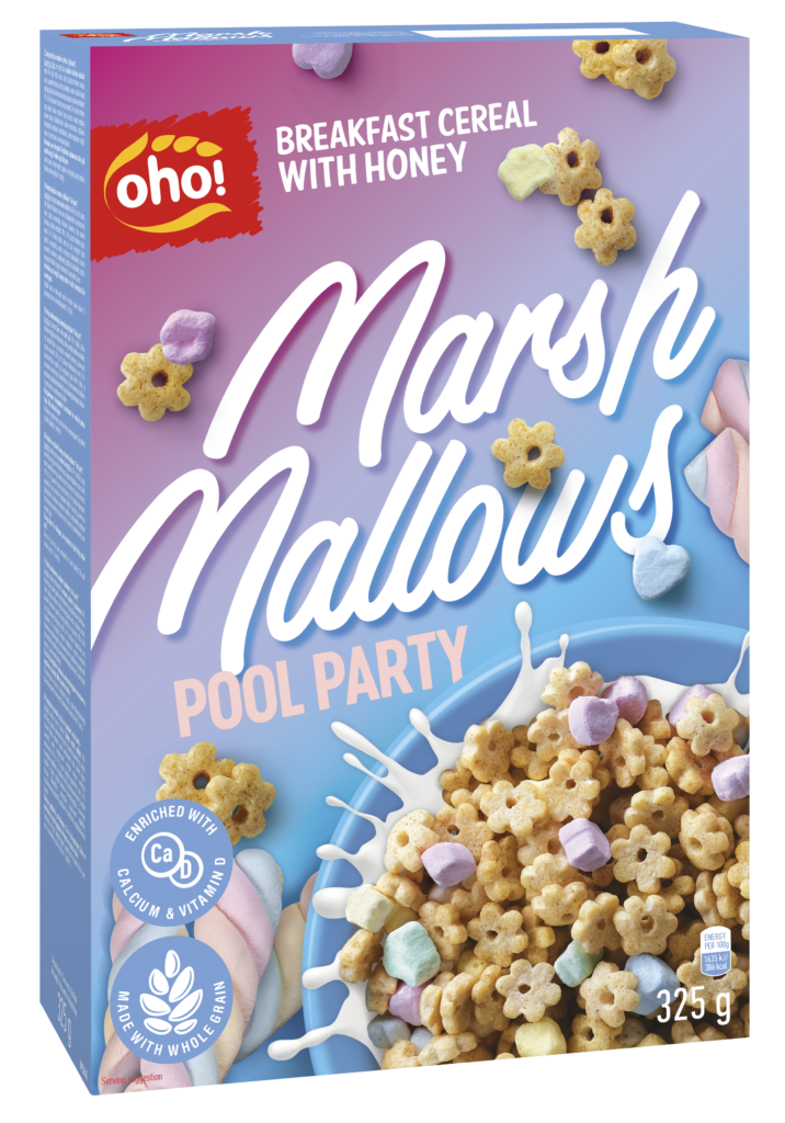 Breakfast cereal honey taste with “tutti frutti” and strawberry marshmallows “Pool party”